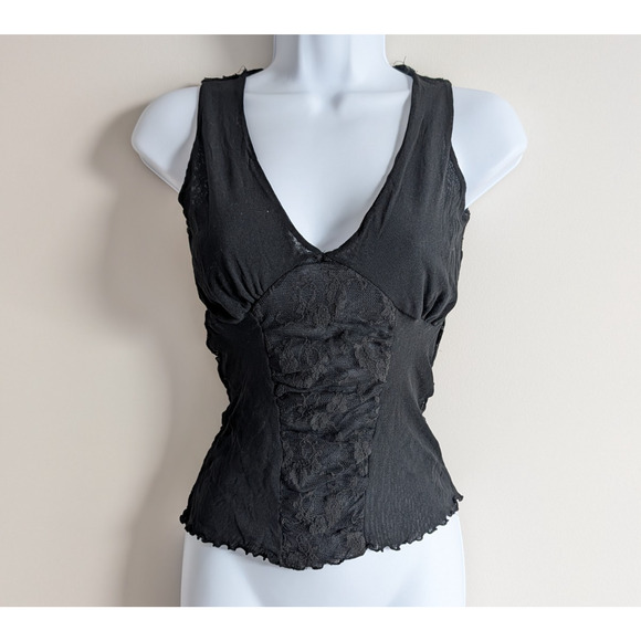 Vintage Cache Blouse Womens Small Black Sheer Lace Whimsigoth 90s Witchy Gothic - Picture 1 of 6